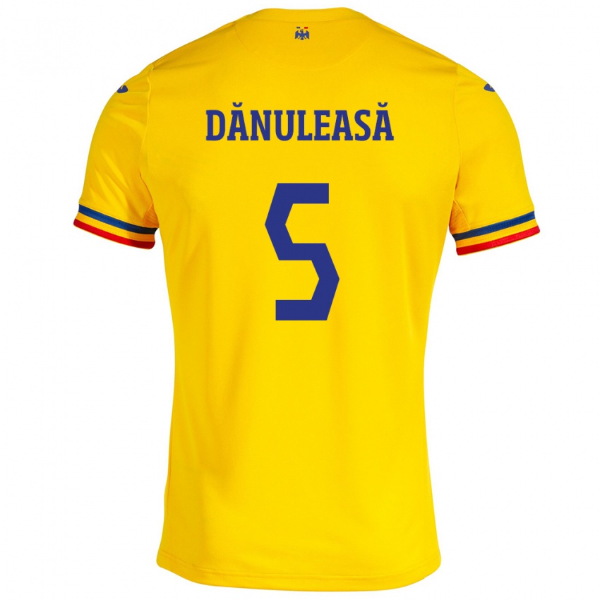 Hombre Camiseta Rumania Gabriel Dănuleasă #5 Amarillo 1ª Equipación 24-26 La Camisa