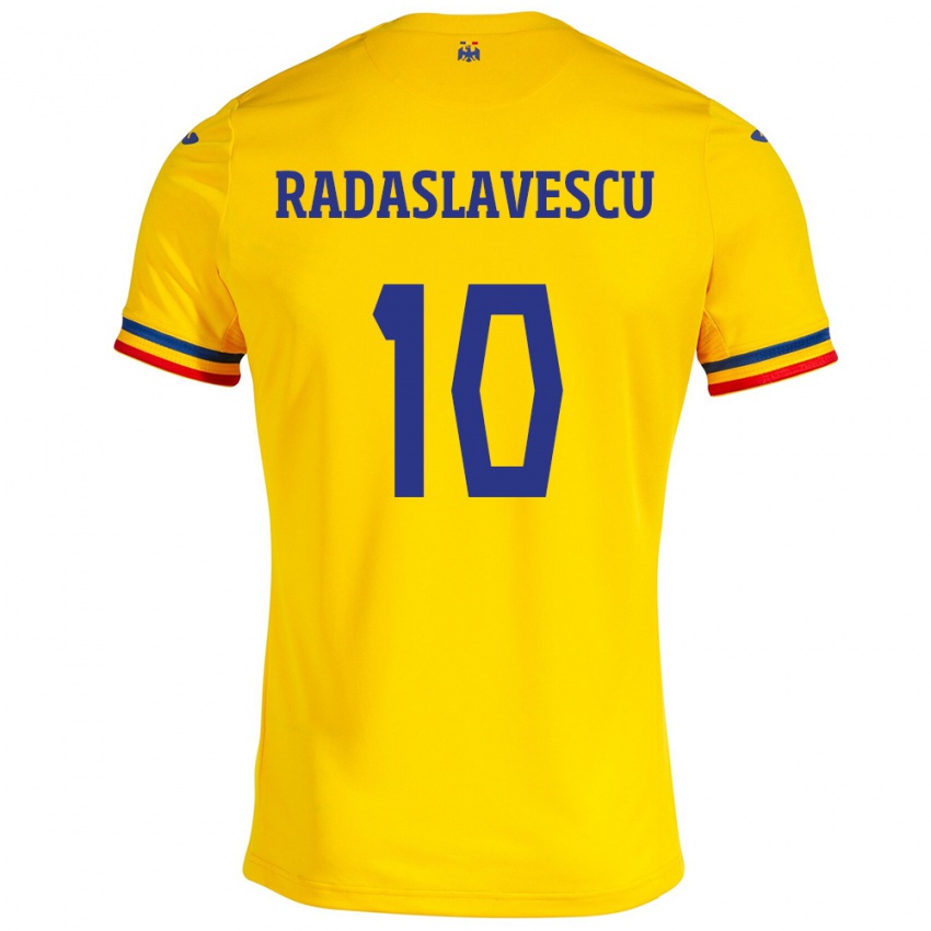 Hombre Camiseta Rumania Eduard Radaslavescu #10 Amarillo 1ª Equipación 24-26 La Camisa