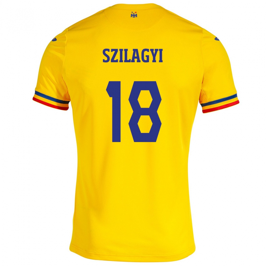 Hombre Camiseta Rumania Szabolcs Szilágyi #18 Amarillo 1ª Equipación 24-26 La Camisa