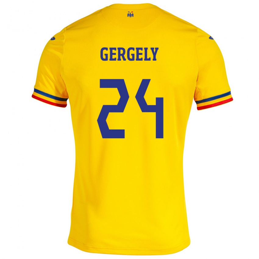 Hombre Camiseta Rumania Botond Gergely #24 Amarillo 1ª Equipación 24-26 La Camisa