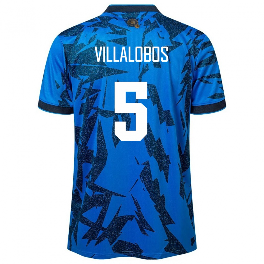 Hombre Camiseta El Salvador Kristian Villalobos #5 Azul 1ª Equipación 24-26 La Camisa