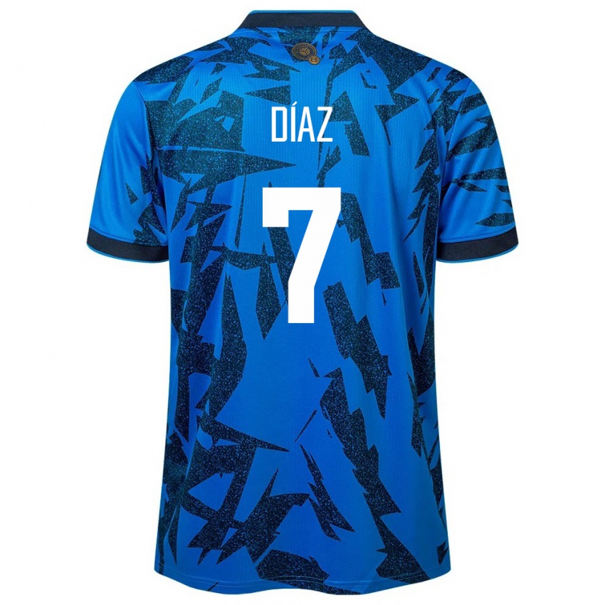 Hombre Camiseta El Salvador Nelson Díaz #7 Azul 1ª Equipación 24-26 La Camisa