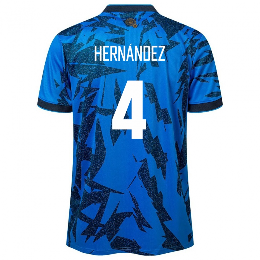 Hombre Camiseta El Salvador Elaily Hernández #4 Azul 1ª Equipación 24-26 La Camisa