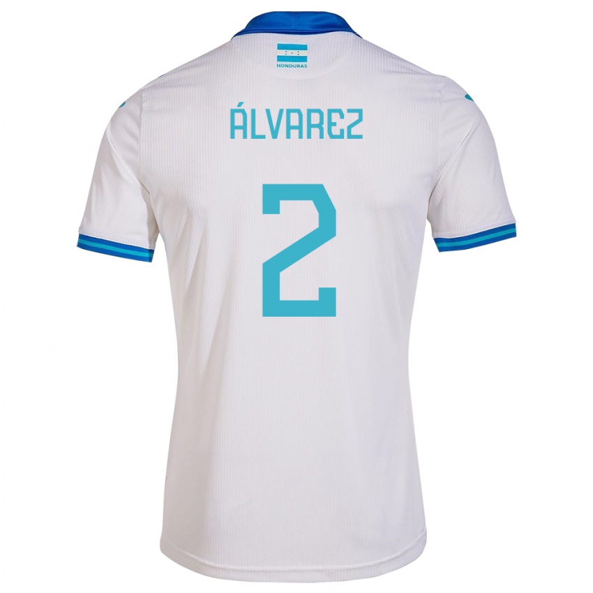 Hombre Camiseta Honduras Kevin Álvarez #2 Blanco 1ª Equipación 24-26 La Camisa