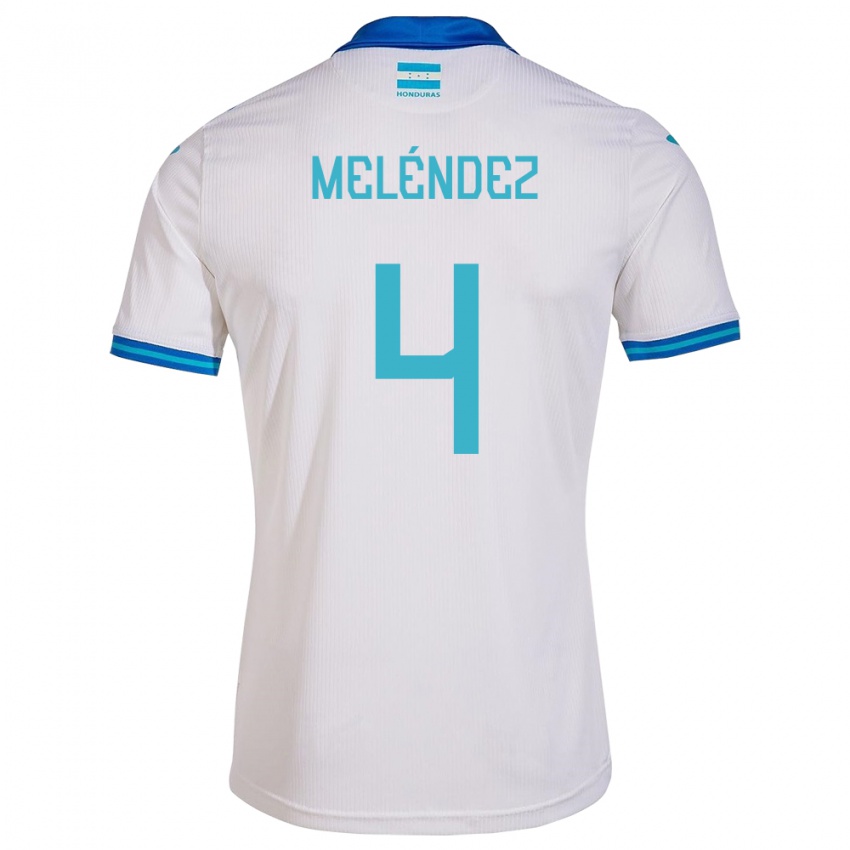Hombre Camiseta Honduras Carlos Meléndez #4 Blanco 1ª Equipación 24-26 La Camisa