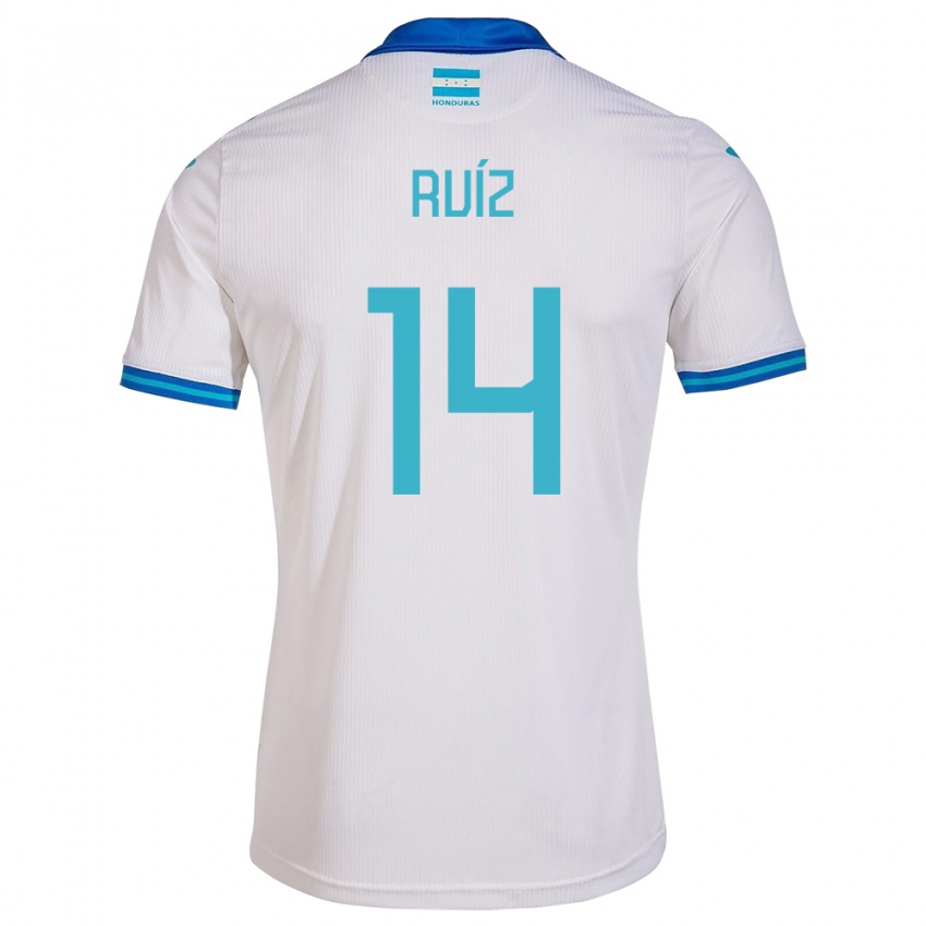 Hombre Camiseta Honduras David Ruíz #14 Blanco 1ª Equipación 24-26 La Camisa