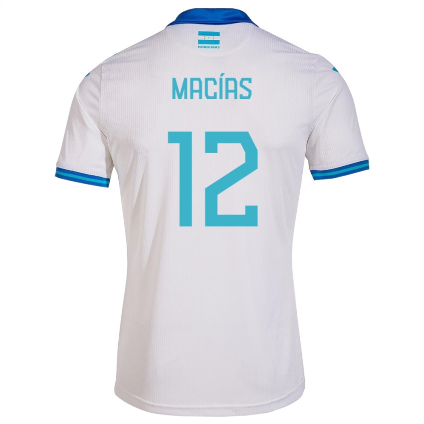 Hombre Camiseta Honduras Owen Macías #12 Blanco 1ª Equipación 24-26 La Camisa