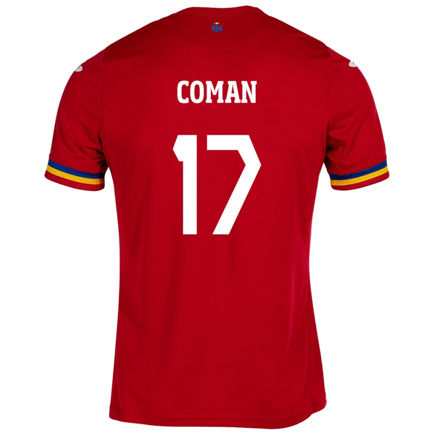 Hombre Camiseta Rumania Florinel Coman #17 Rojo 2ª Equipación 24-26 La Camisa