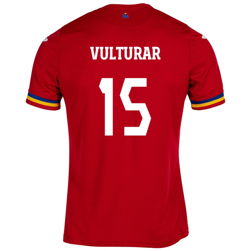 Hombre Camiseta Rumania Cătălin Vulturar #15 Rojo 2ª Equipación 24-26 La Camisa