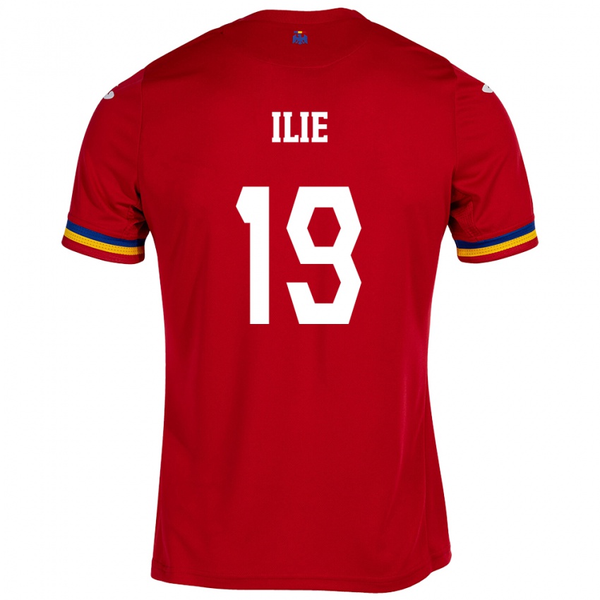 Hombre Camiseta Rumania Rareș Ilie #19 Rojo 2ª Equipación 24-26 La Camisa