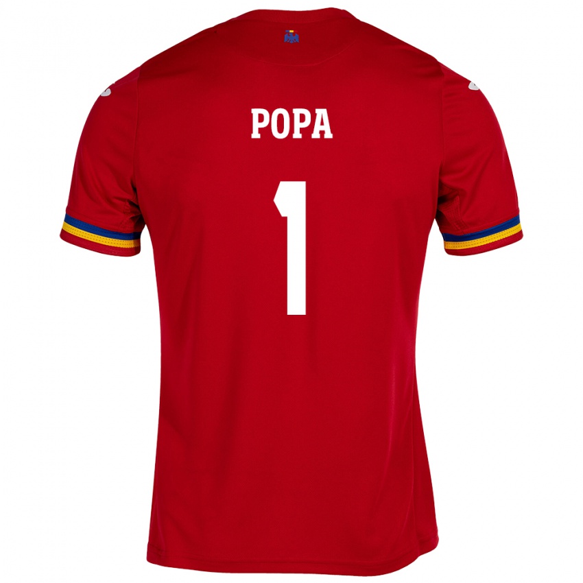 Hombre Camiseta Rumania Robert Popa #1 Rojo 2ª Equipación 24-26 La Camisa