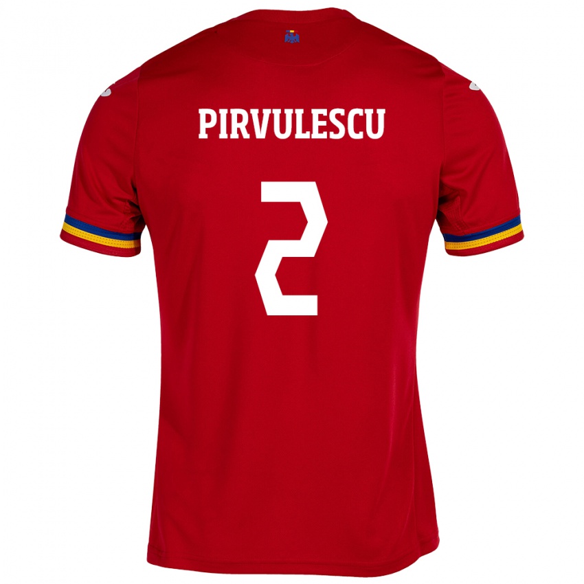 Hombre Camiseta Rumania Sergiu Pîrvulescu #2 Rojo 2ª Equipación 24-26 La Camisa