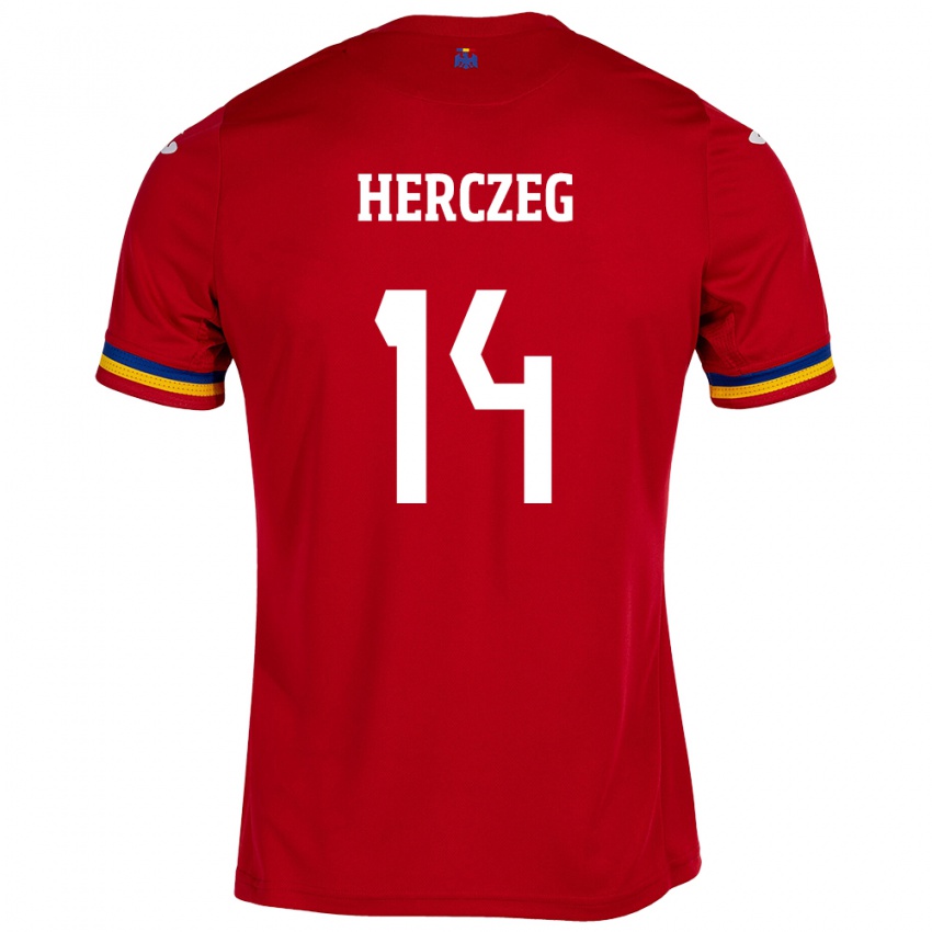 Hombre Camiseta Rumania Andrea Herczeg #14 Rojo 2ª Equipación 24-26 La Camisa