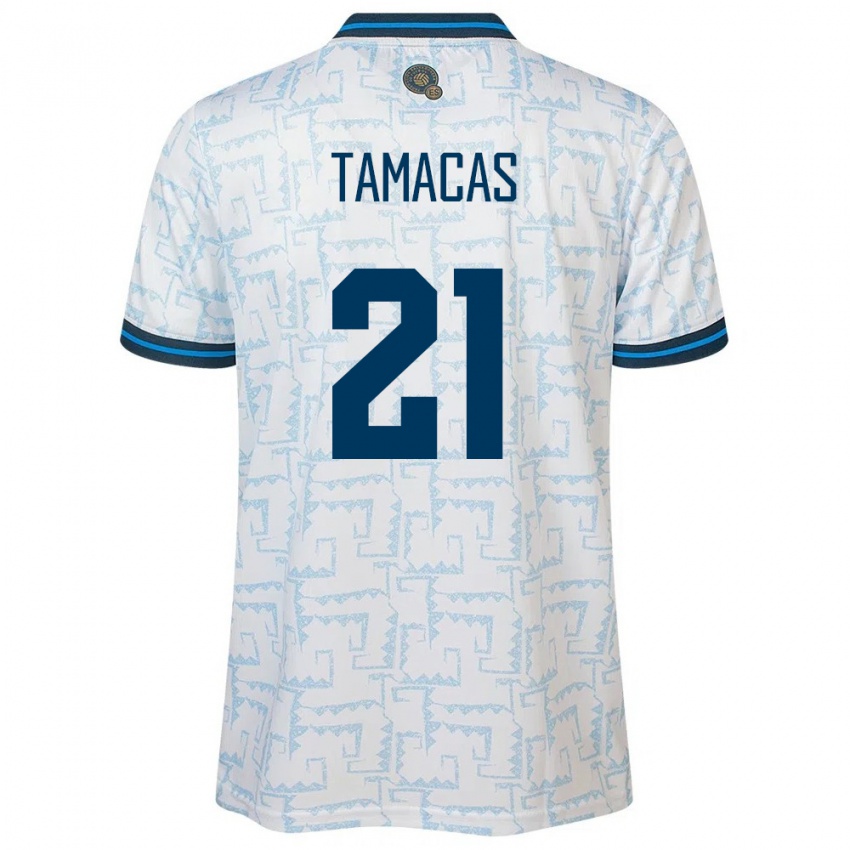 Hombre Camiseta El Salvador Bryan Tamacas #21 Blanco 2ª Equipación 24-26 La Camisa