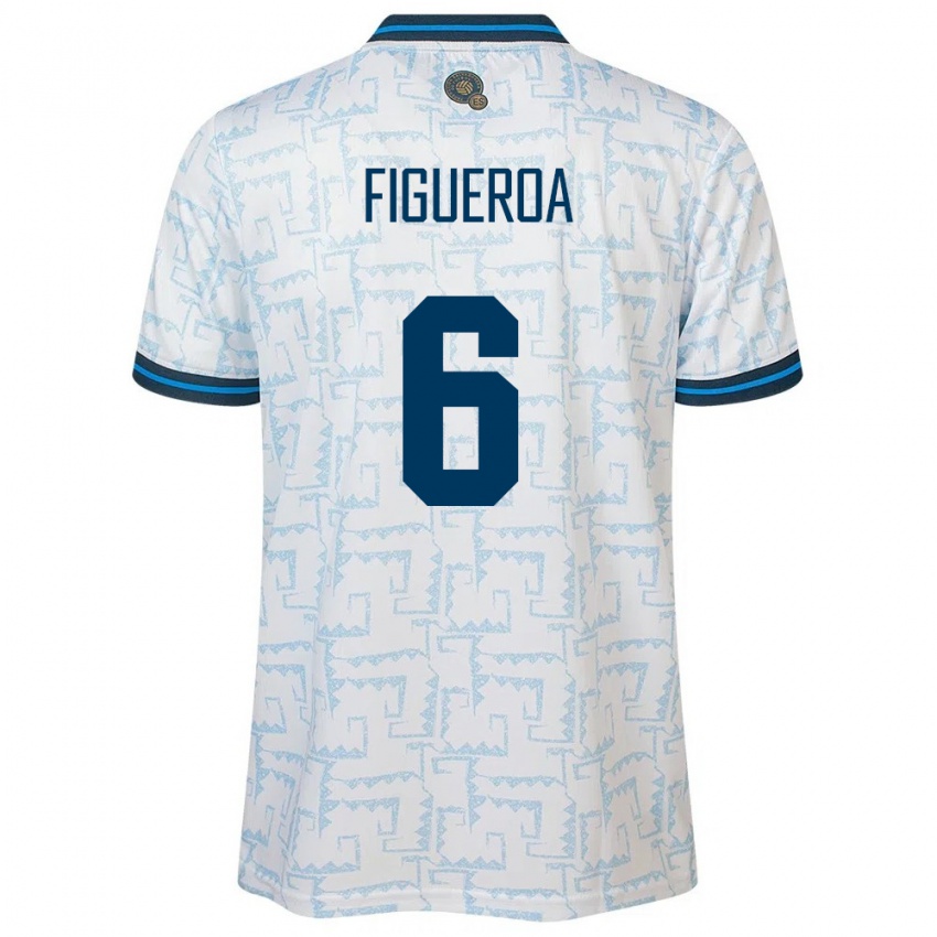 Hombre Camiseta El Salvador Elder Figueroa #6 Blanco 2ª Equipación 24-26 La Camisa