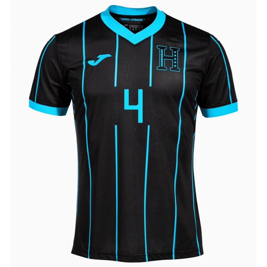 Hombre Camiseta Honduras Brayan Vaquedano #4 Negro 2ª Equipación 24-26 La Camisa