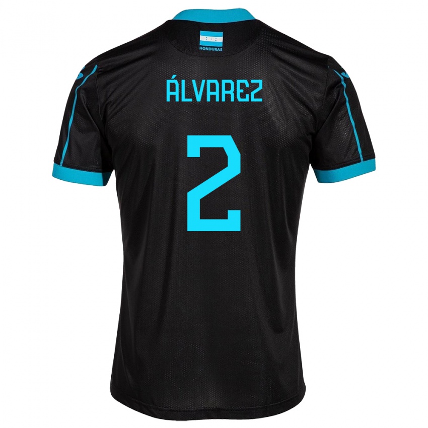 Hombre Camiseta Honduras Kevin Álvarez #2 Negro 2ª Equipación 24-26 La Camisa