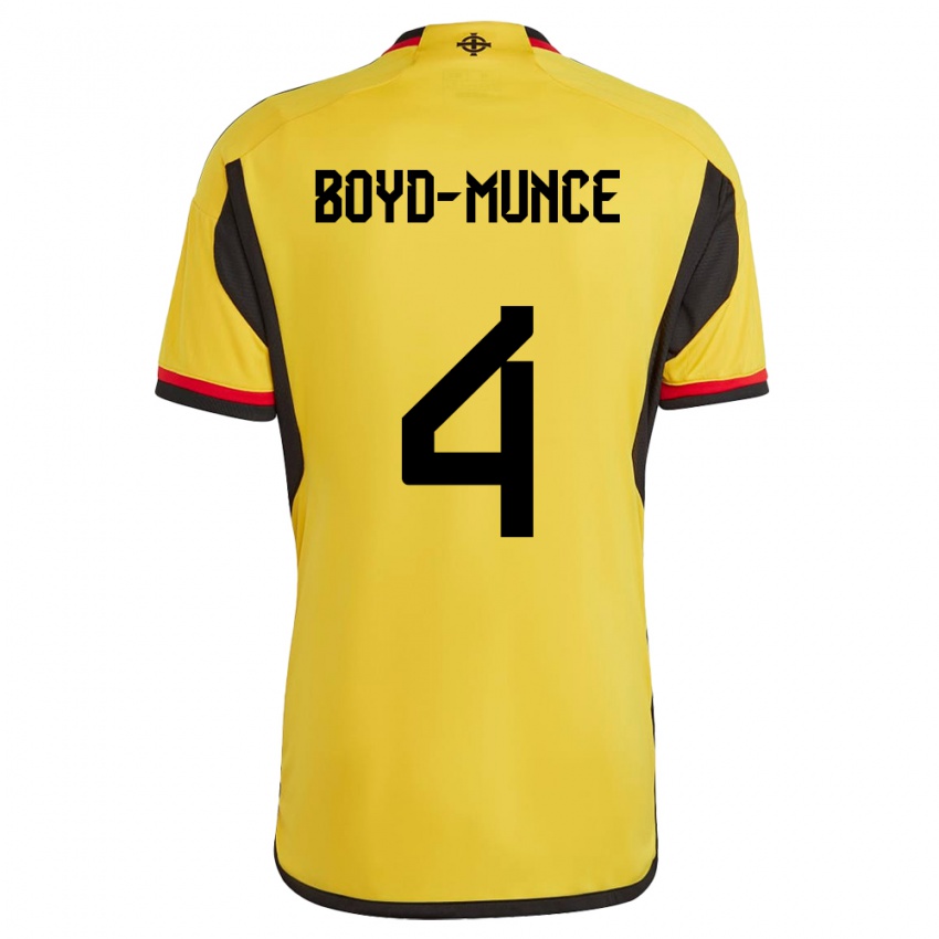 Hombre Camiseta Irlanda Del Norte Caolan Boyd-Munce #4 Blanco 2ª Equipación 24-26 La Camisa