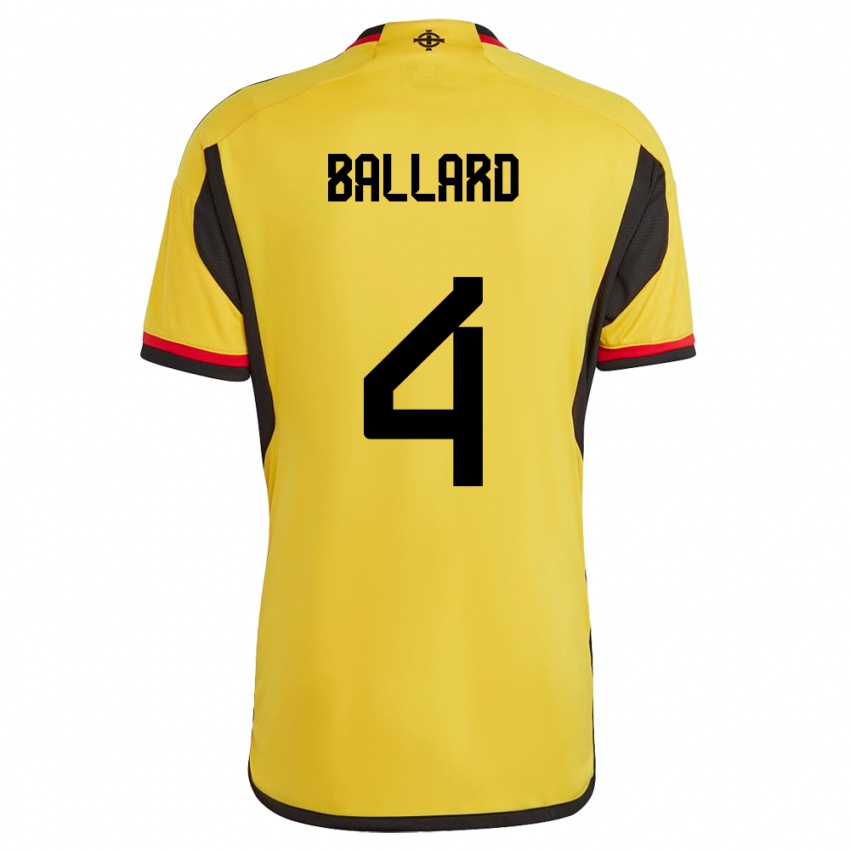 Hombre Camiseta Irlanda Del Norte Daniel Ballard #4 Blanco 2ª Equipación 24-26 La Camisa