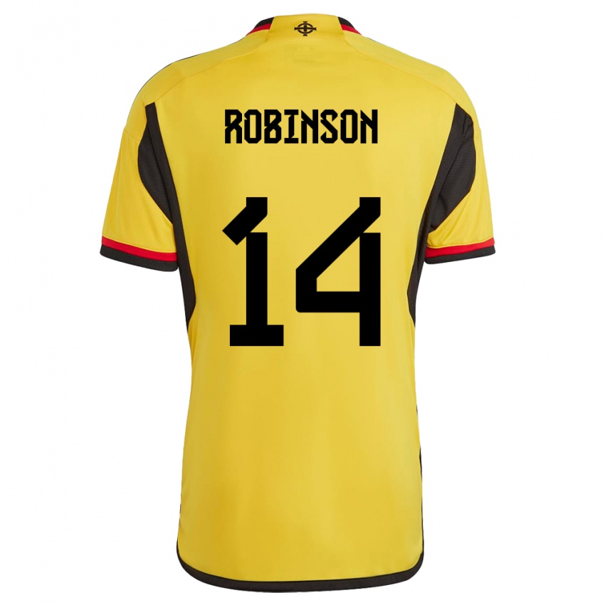 Hombre Camiseta Irlanda Del Norte Darren Robinson #14 Blanco 2ª Equipación 24-26 La Camisa