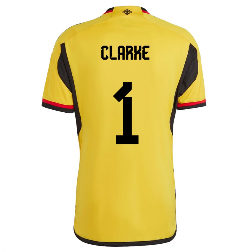 Hombre Camiseta Irlanda Del Norte Josh Clarke #1 Blanco 2ª Equipación 24-26 La Camisa