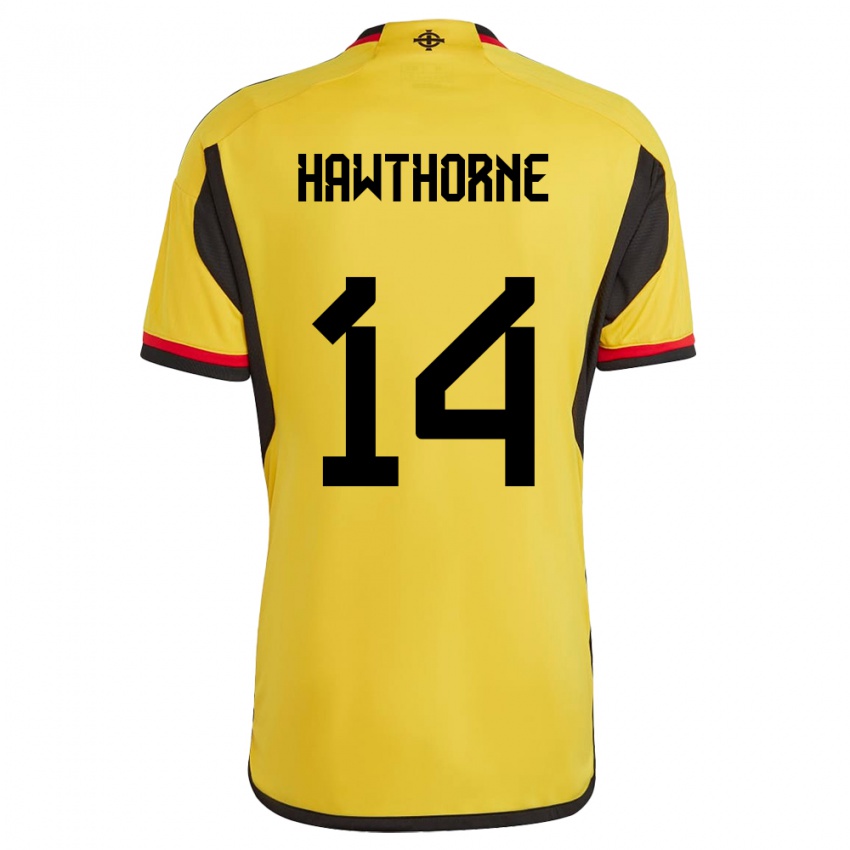 Hombre Camiseta Irlanda Del Norte Keevan Hawthorne #14 Blanco 2ª Equipación 24-26 La Camisa