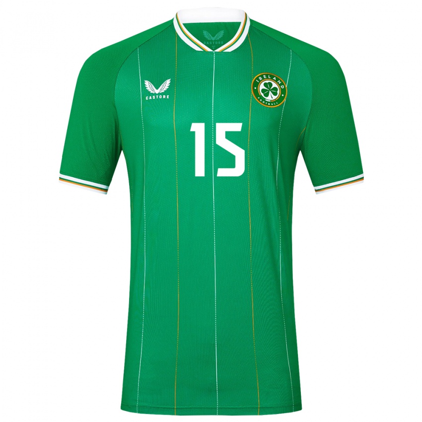 Mujer Camiseta Irlanda Gideon Tetteh #15 Verde 1ª Equipación 24-26 La Camisa