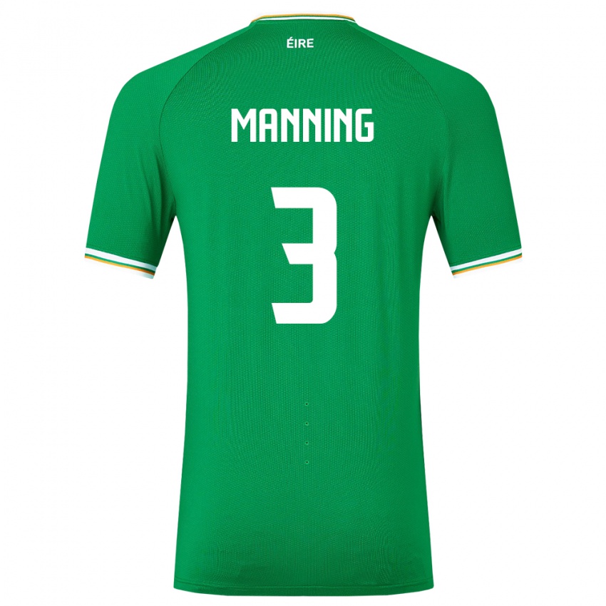 Mujer Camiseta Irlanda Ryan Manning #3 Verde 1ª Equipación 24-26 La Camisa