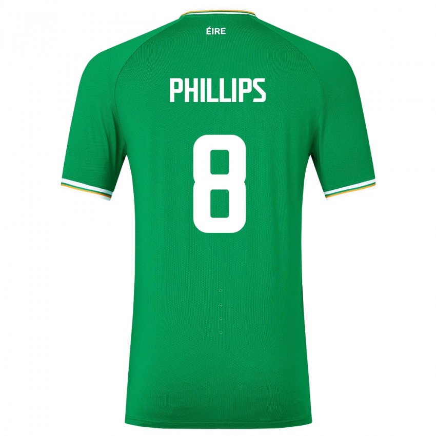 Mujer Camiseta Irlanda Killian Phillips #8 Verde 1ª Equipación 24-26 La Camisa