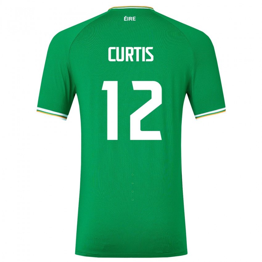 Mujer Camiseta Irlanda Sam Curtis #12 Verde 1ª Equipación 24-26 La Camisa