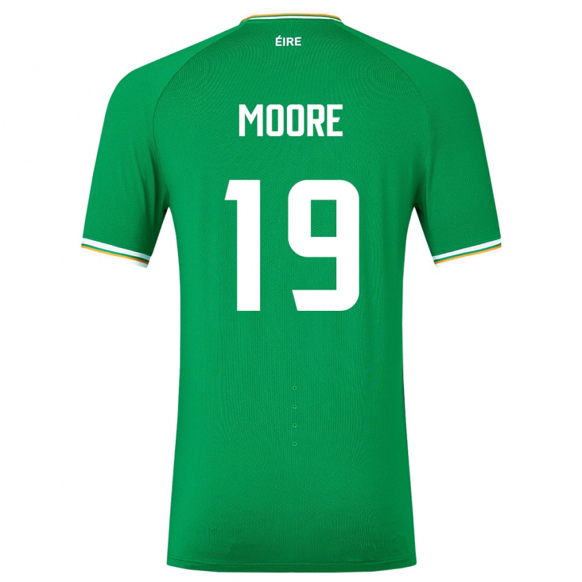 Mujer Camiseta Irlanda Sean Moore #19 Verde 1ª Equipación 24-26 La Camisa