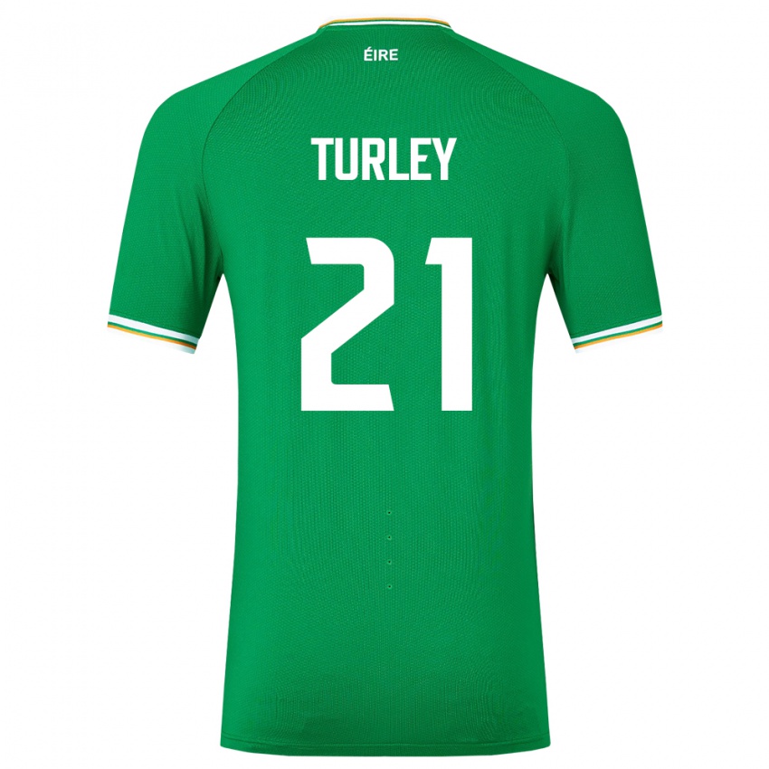 Mujer Camiseta Irlanda Freddie Turley #21 Verde 1ª Equipación 24-26 La Camisa