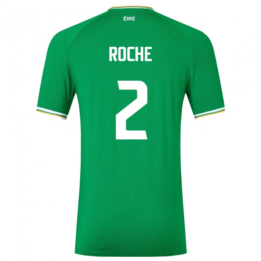 Mujer Camiseta Irlanda James Roche #2 Verde 1ª Equipación 24-26 La Camisa