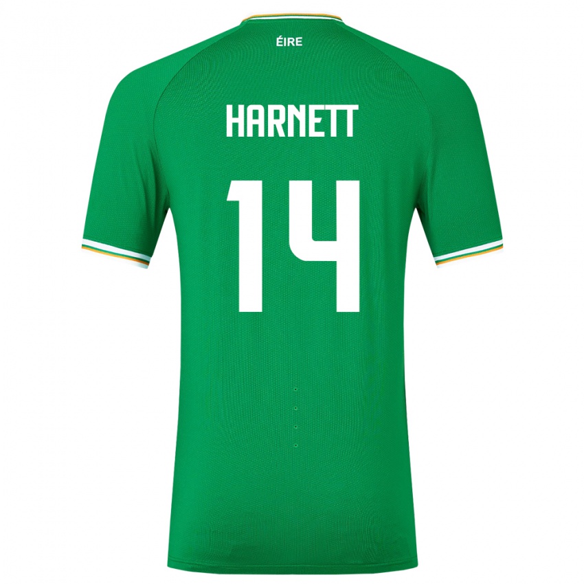 Mujer Camiseta Irlanda Kaylem Harnett #14 Verde 1ª Equipación 24-26 La Camisa