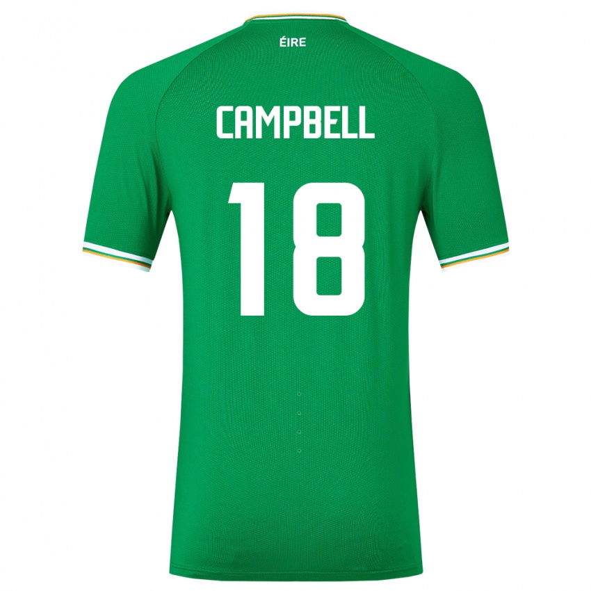 Mujer Camiseta Irlanda Megan Campbell #18 Verde 1ª Equipación 24-26 La Camisa