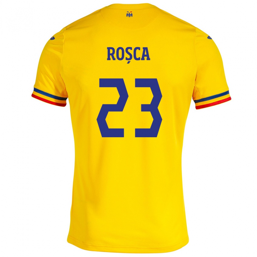 Mujer Camiseta Rumania Alexandru Roșca #23 Amarillo 1ª Equipación 24-26 La Camisa