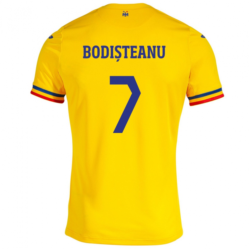 Mujer Camiseta Rumania Ștefan Bodișteanu #7 Amarillo 1ª Equipación 24-26 La Camisa