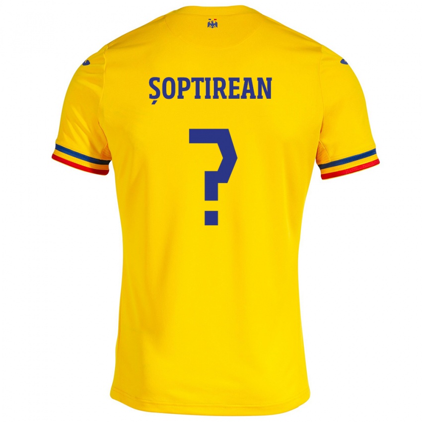 Mujer Camiseta Rumania Dominik Șoptirean #0 Amarillo 1ª Equipación 24-26 La Camisa