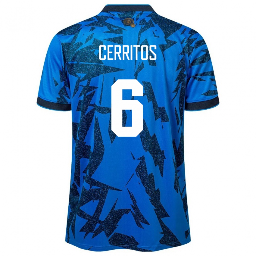 Mujer Camiseta El Salvador Mauricio Cerritos #6 Azul 1ª Equipación 24-26 La Camisa