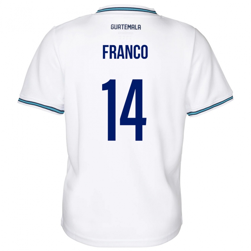 Mujer Camiseta Guatemala Jonathan Franco #14 Blanco 1ª Equipación 24-26 La Camisa