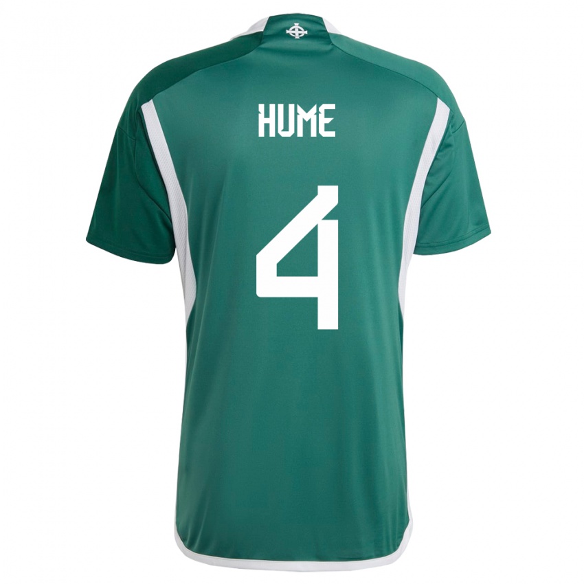 Mujer Camiseta Irlanda Del Norte Trai Hume #4 Verde 1ª Equipación 24-26 La Camisa