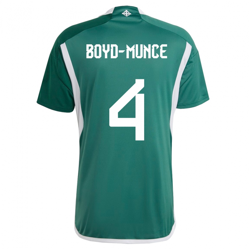 Mujer Camiseta Irlanda Del Norte Caolan Boyd-Munce #4 Verde 1ª Equipación 24-26 La Camisa