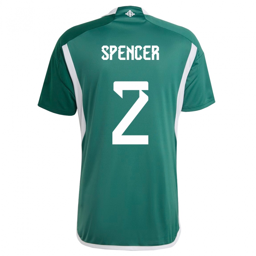 Mujer Camiseta Irlanda Del Norte Brodie Spencer #2 Verde 1ª Equipación 24-26 La Camisa
