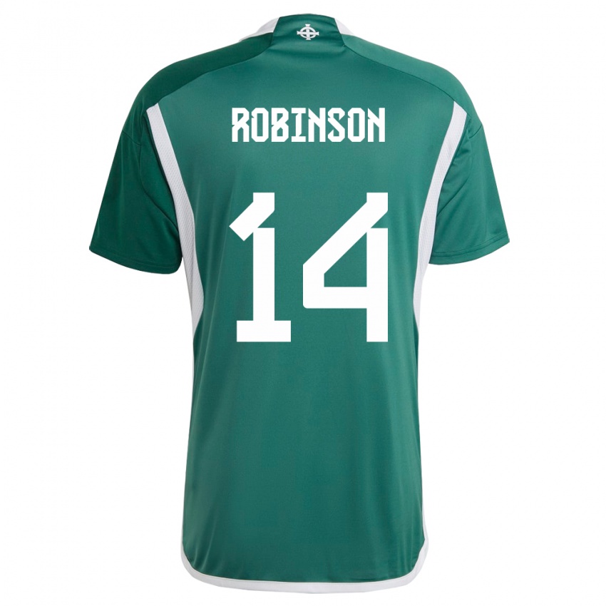 Mujer Camiseta Irlanda Del Norte Darren Robinson #14 Verde 1ª Equipación 24-26 La Camisa