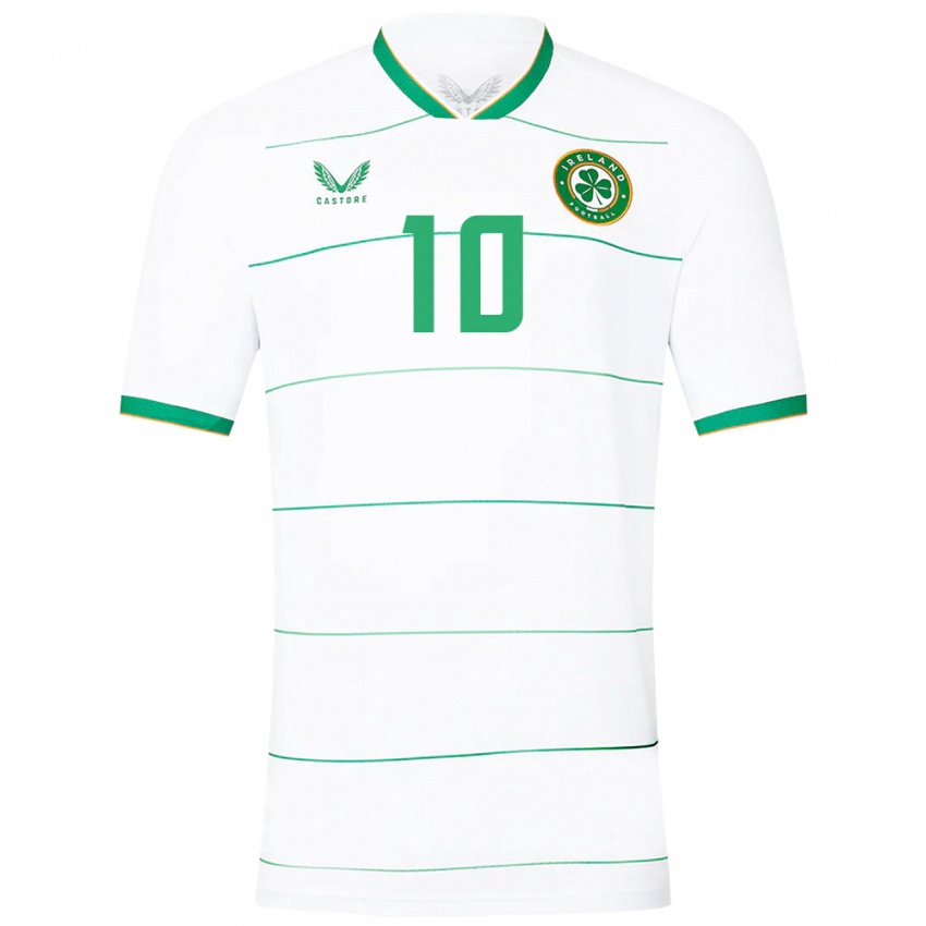 Mujer Camiseta Irlanda Adam Idah #10 Blanco 2ª Equipación 24-26 La Camisa