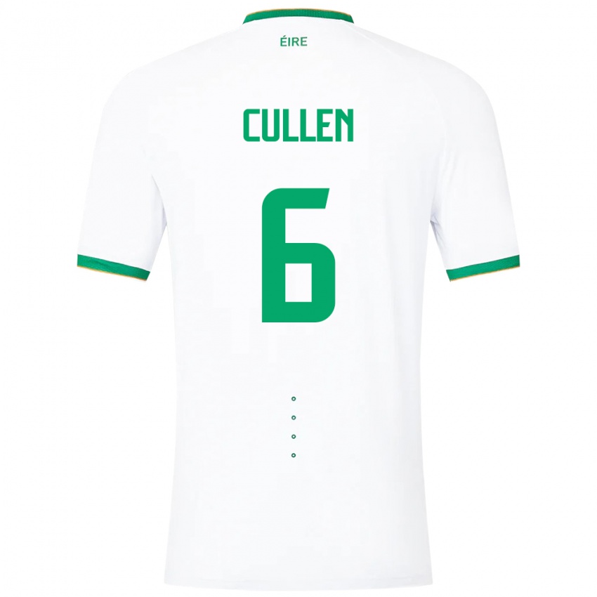 Mujer Camiseta Irlanda Josh Cullen #6 Blanco 2ª Equipación 24-26 La Camisa