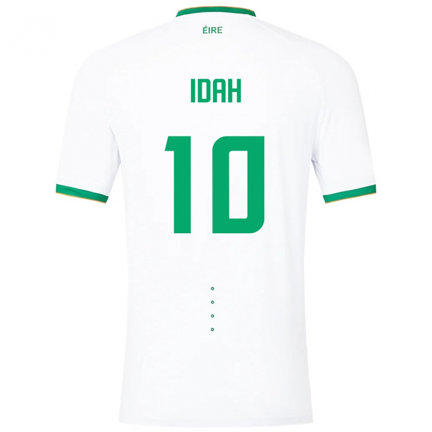 Mujer Camiseta Irlanda Adam Idah #10 Blanco 2ª Equipación 24-26 La Camisa