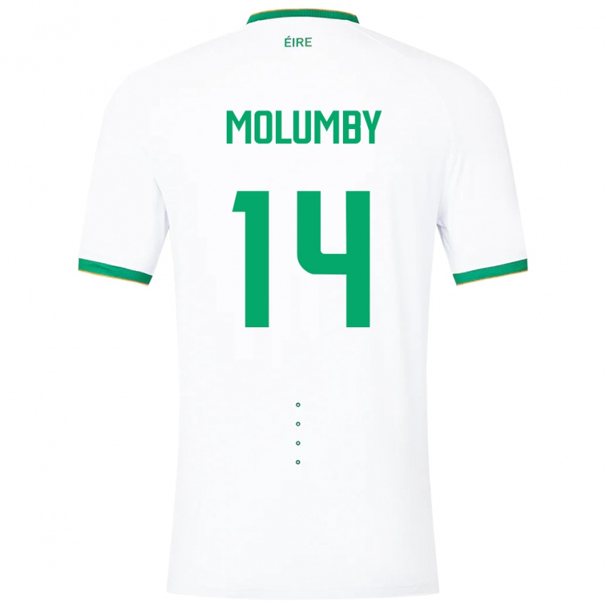 Mujer Camiseta Irlanda Jayson Molumby #14 Blanco 2ª Equipación 24-26 La Camisa