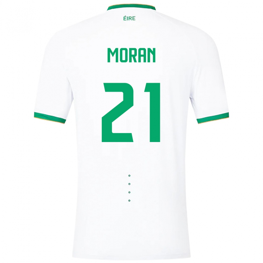 Mujer Camiseta Irlanda Andy Moran #21 Blanco 2ª Equipación 24-26 La Camisa