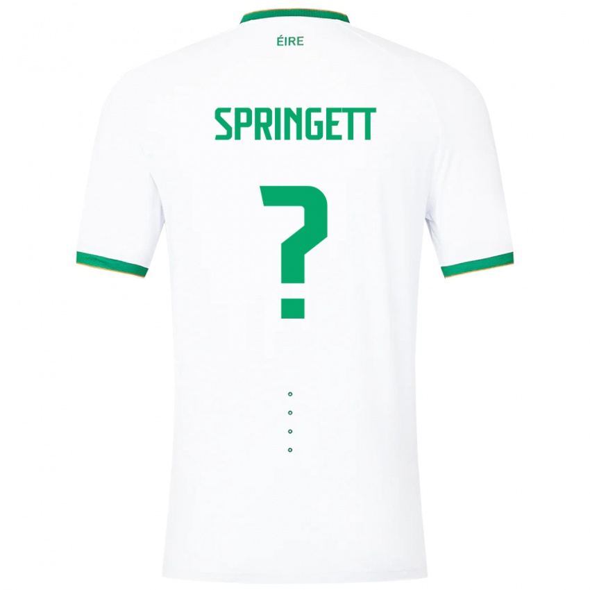 Mujer Camiseta Irlanda Tony Springett #0 Blanco 2ª Equipación 24-26 La Camisa